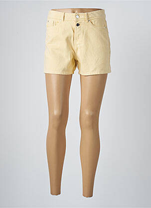 Short fermeture zippée sous rabat boutonné taille haute jaune CAMAIEU femme