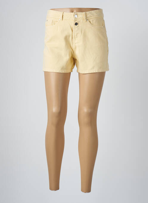 Short fermeture zippée sous rabat boutonné taille haute jaune CAMAIEU femme