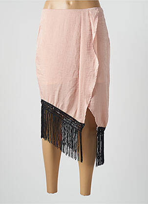 Jupe mi-longue fermeture zip latéral rose LAAGAM femme