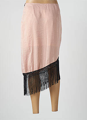 Jupe mi-longue fermeture zip latéral rose LAAGAM femme