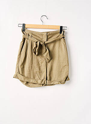 Short fermeture zippée sous rabat boutonné taille haute vert IKKS femme