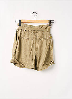 Short fermeture zippée sous rabat boutonné taille haute vert IKKS femme
