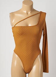 Body manches one shoulder manches longues jaune UNDIZ femme