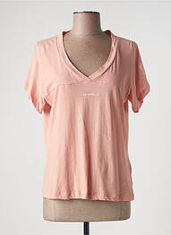 T-shirt col v manches courtes rose GUESS femme