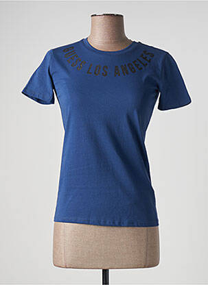 T-shirt sérigraphie manches courtes bleu GUESS femme