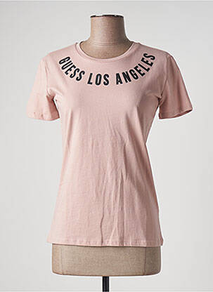 T-shirt sérigraphie manches courtes rose GUESS femme