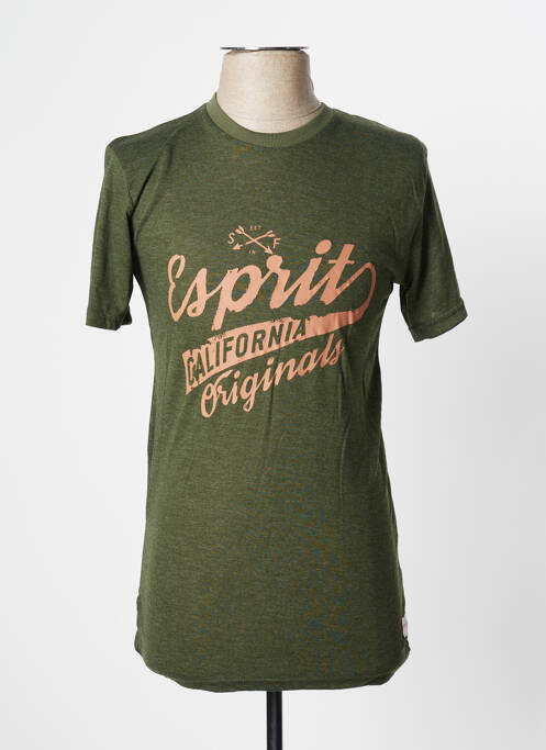 T-shirt tissage chiné manches courtes vert ESPRIT homme