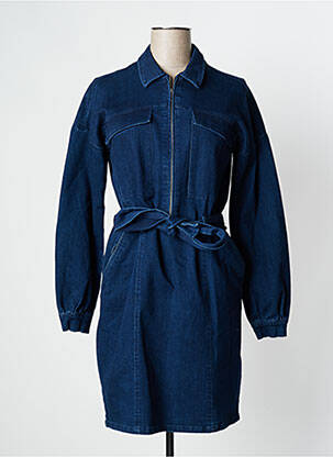 Robe mi-longue manches longues manches longues bleu BONOBO femme