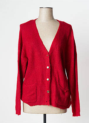 Gilet manches longues resserrée sur le bas rouge CAMAIEU femme