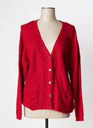 Gilet manches longues resserrée sur le bas rouge CAMAIEU femme