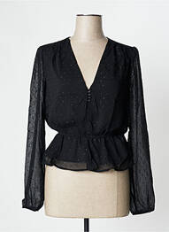 Blouse légère et transparente manches longues noir CALIE femme