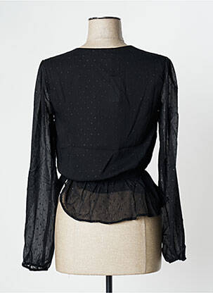 Blouse légère et transparente manches longues noir CALIE femme