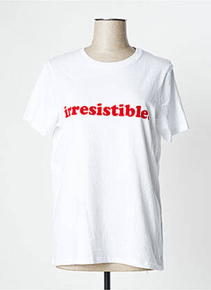 T-shirt sérigraphie floquée manches courtes blanc UNDIZ femme