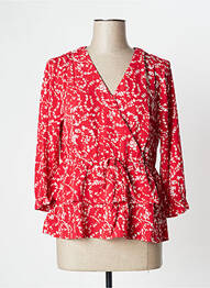 Blouse imprimé fleurs manches longues rouge CALIE femme