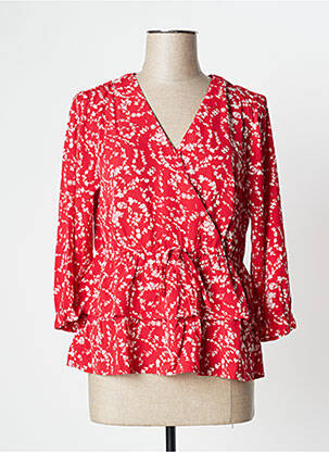 Blouse imprimé fleurs manches longues rouge CALIE femme