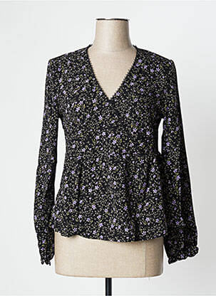 Blouse imprimé fleurs manches longues noir CALIE femme
