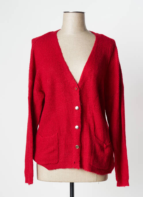 Gilet manches longues rouge CAMAIEU pour femme