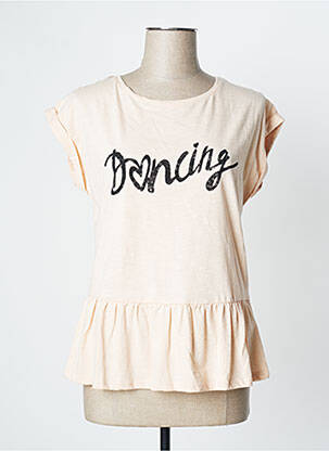 T-shirt sérigraphie manches courtes rose CAMAIEU femme