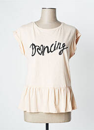T-shirt sérigraphie manches courtes rose CAMAIEU femme