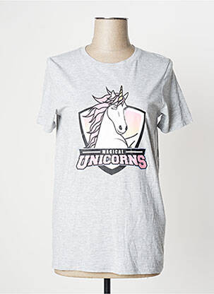 T-shirt imprimé fantaisie manches courtes gris UNDIZ femme