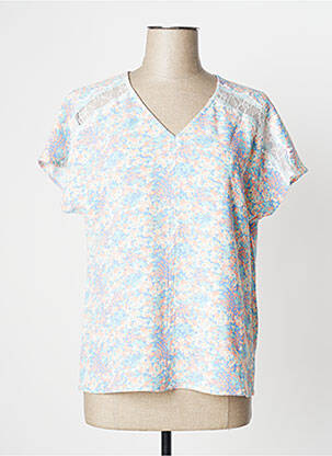 Blouse imprimé fleurs manches courtes bleu DAMART femme