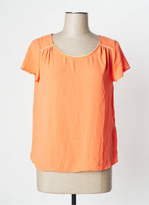 Blouse col rond manches courtes orange CAMAIEU femme