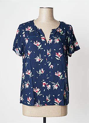 Blouse tissage popeline manches courtes bleu DAMART femme