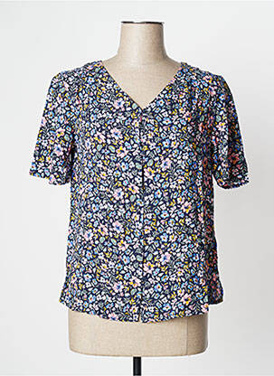 Chemisier imprimé fleurs manches courtes bleu DAMART femme