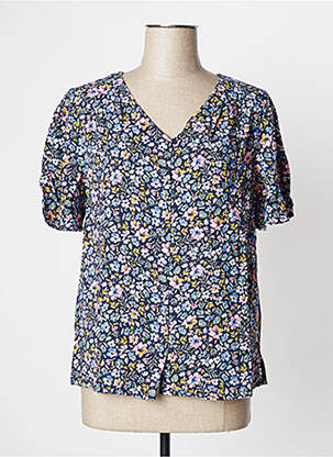 Chemisier imprimé fleurs manches courtes bleu DAMART femme