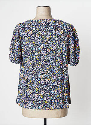 Chemisier imprimé fleurs manches courtes bleu DAMART femme