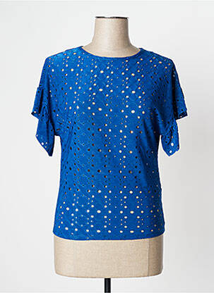 Top stretch manches courtes bleu CAMAIEU femme