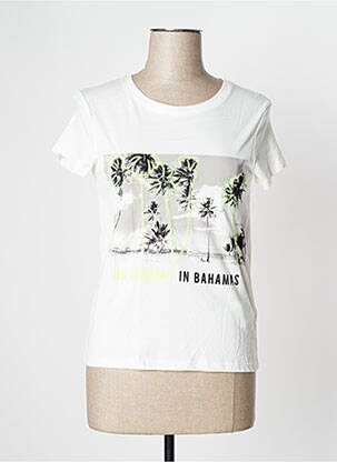 T-shirt sérigraphie manches courtes blanc CAMAIEU femme