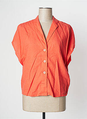 Chemisier coupe fluide manches courtes orange CAMAIEU femme