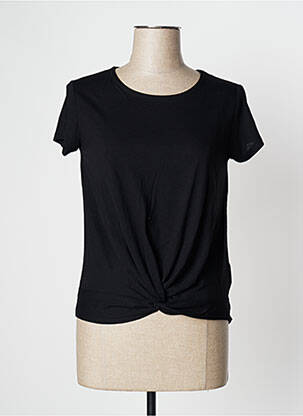 Top tissage jersey manches courtes noir CAMAIEU femme