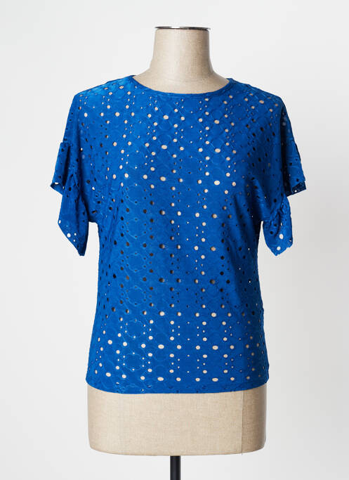 Top stretch manches courtes bleu CAMAIEU femme