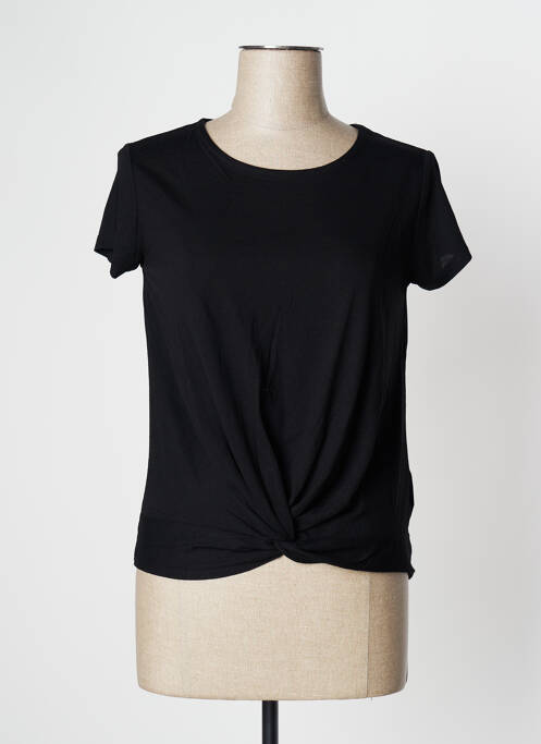 Top tissage jersey manches courtes noir CAMAIEU femme