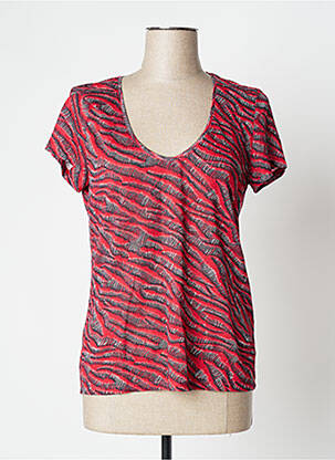 Top imprimé fantaisie manches courtes rouge ONE STEP femme