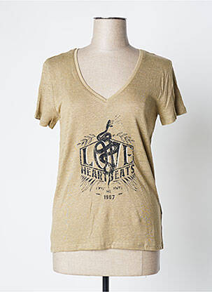Top coupe fluide manches courtes beige IKKS femme