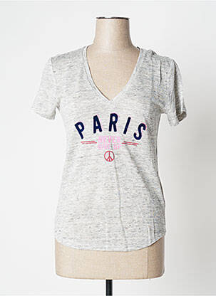 Top coupe fluide manches courtes gris IKKS femme