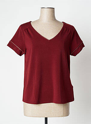 Top stretch manches courtes rouge CAMAIEU femme