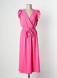Robe longue manches courtes manches courtes rose EMI-JO femme