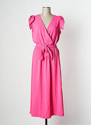 Robe longue manches courtes manches courtes rose EMI-JO femme