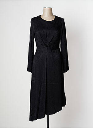 Robe mi-longue manches longues manches longues noir CAMAIEU femme