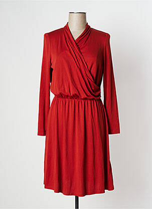 Robe mi-longue manches longues manches longues orange CAMAIEU femme
