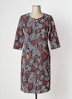 Robe mi-longue tissage crêpe manches courtes bleu DAMART femme