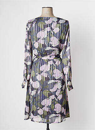 Robe mi-longue imprimé fleurs manches longues gris DAMART femme