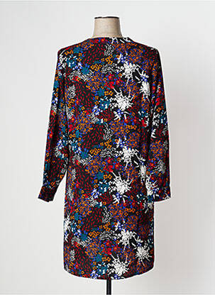 Robe mi-longue imprimé fleurs manches longues noir BLANCHEPORTE femme