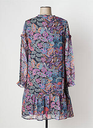 Robe mi-longue coupe fluide manches longues violet BLANCHEPORTE femme