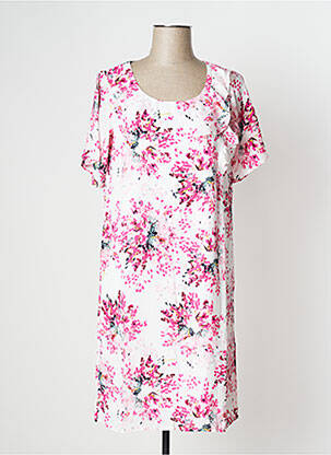 Robe mi-longue imprimé fleurs manches courtes rose DAMART femme