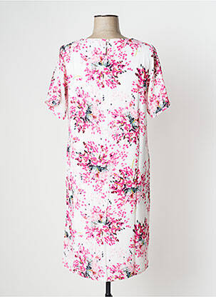 Robe mi-longue imprimé fleurs manches courtes rose DAMART femme